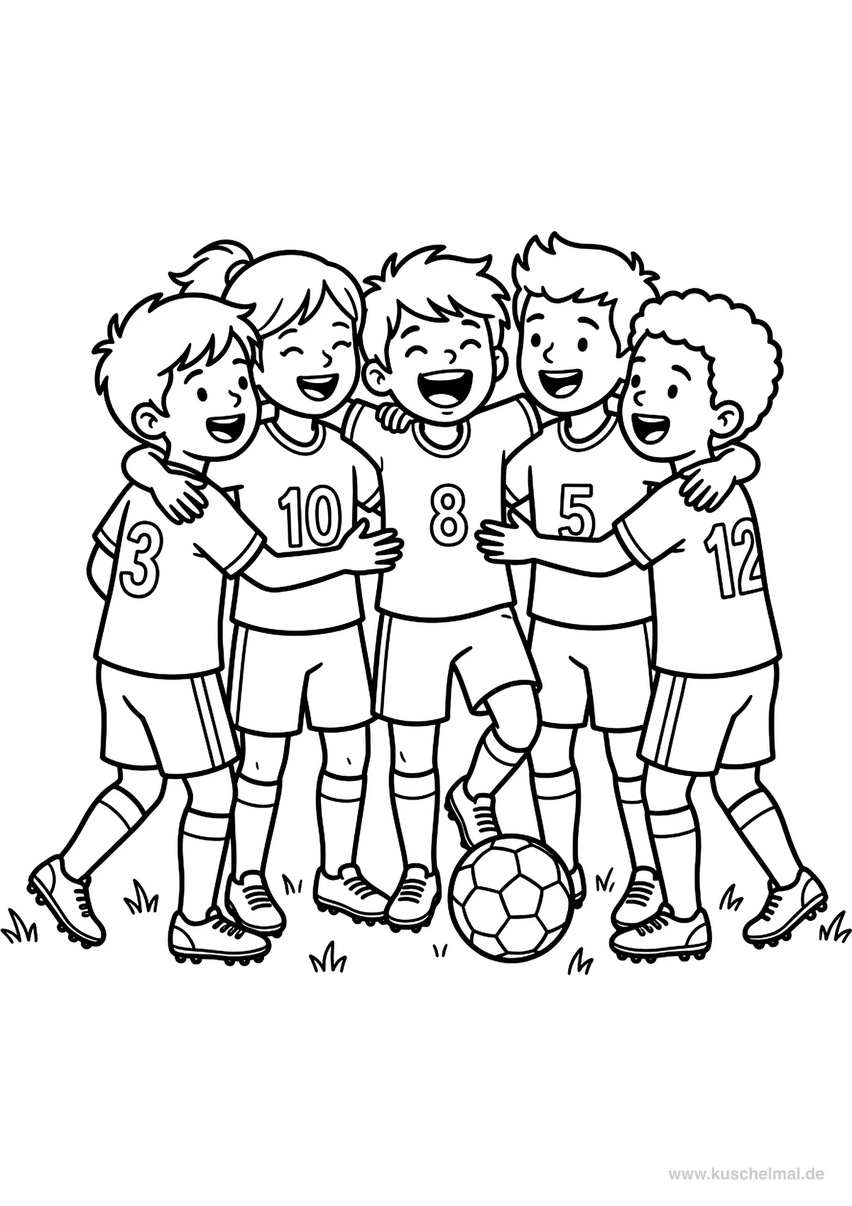 Squadra di Calcio in Festa - Disegno di Calcio da colorare gratis per bambini da stampare