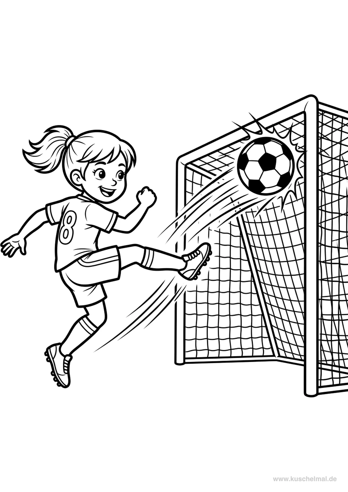 Calcio - Tiro in Porta - Disegno di Calcio da colorare gratis per bambini da stampare