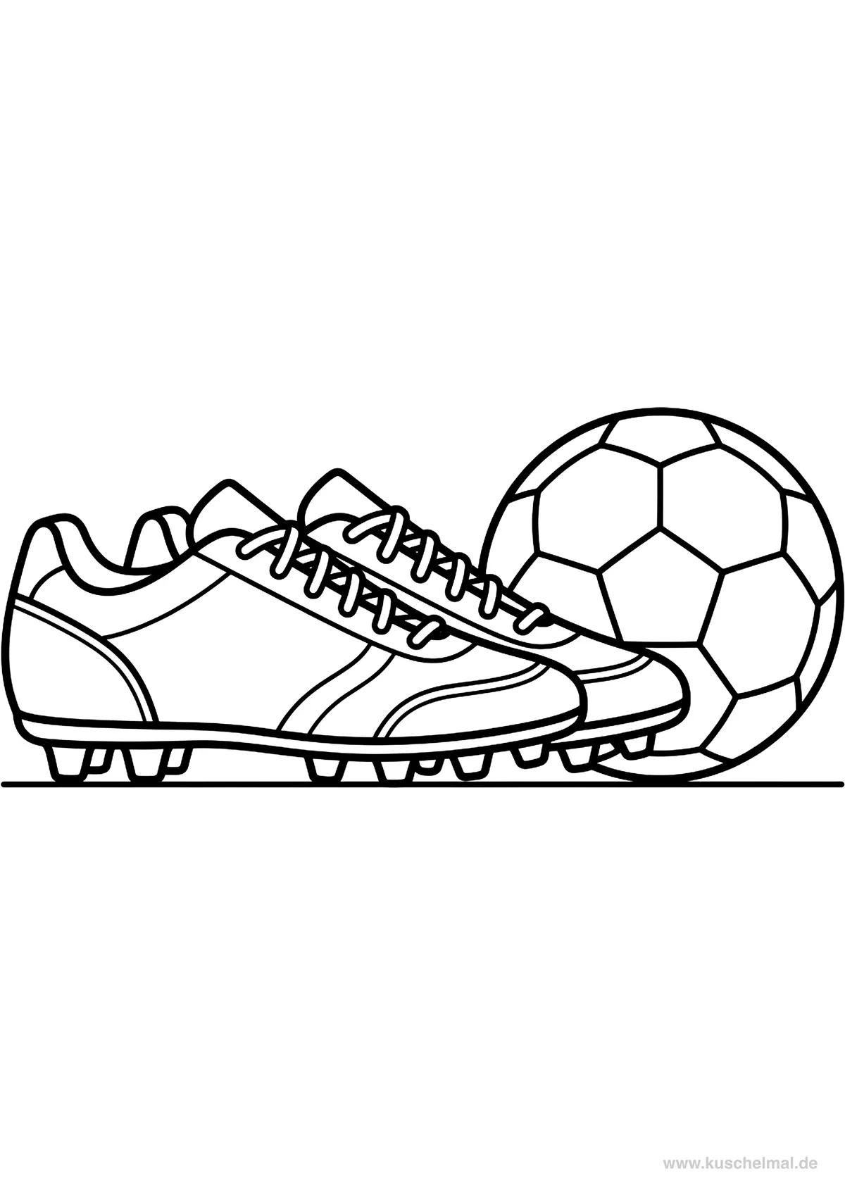 Scarpe da Calcio con Pallone - Disegno di Calcio da colorare gratis per bambini da stampare