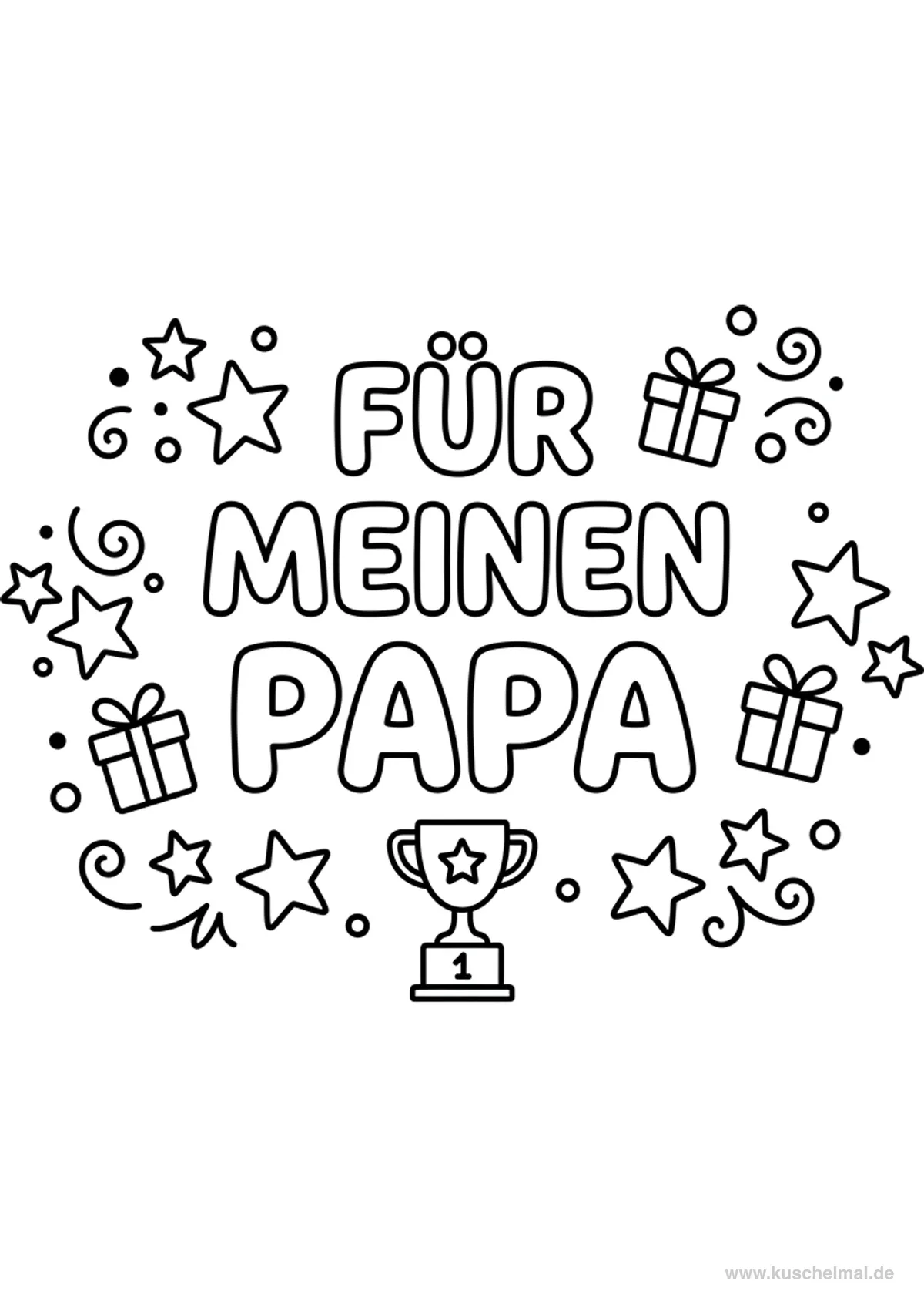Biglietto di Auguri per Papà - Disegno di Compleanno da colorare gratis per bambini da stampare