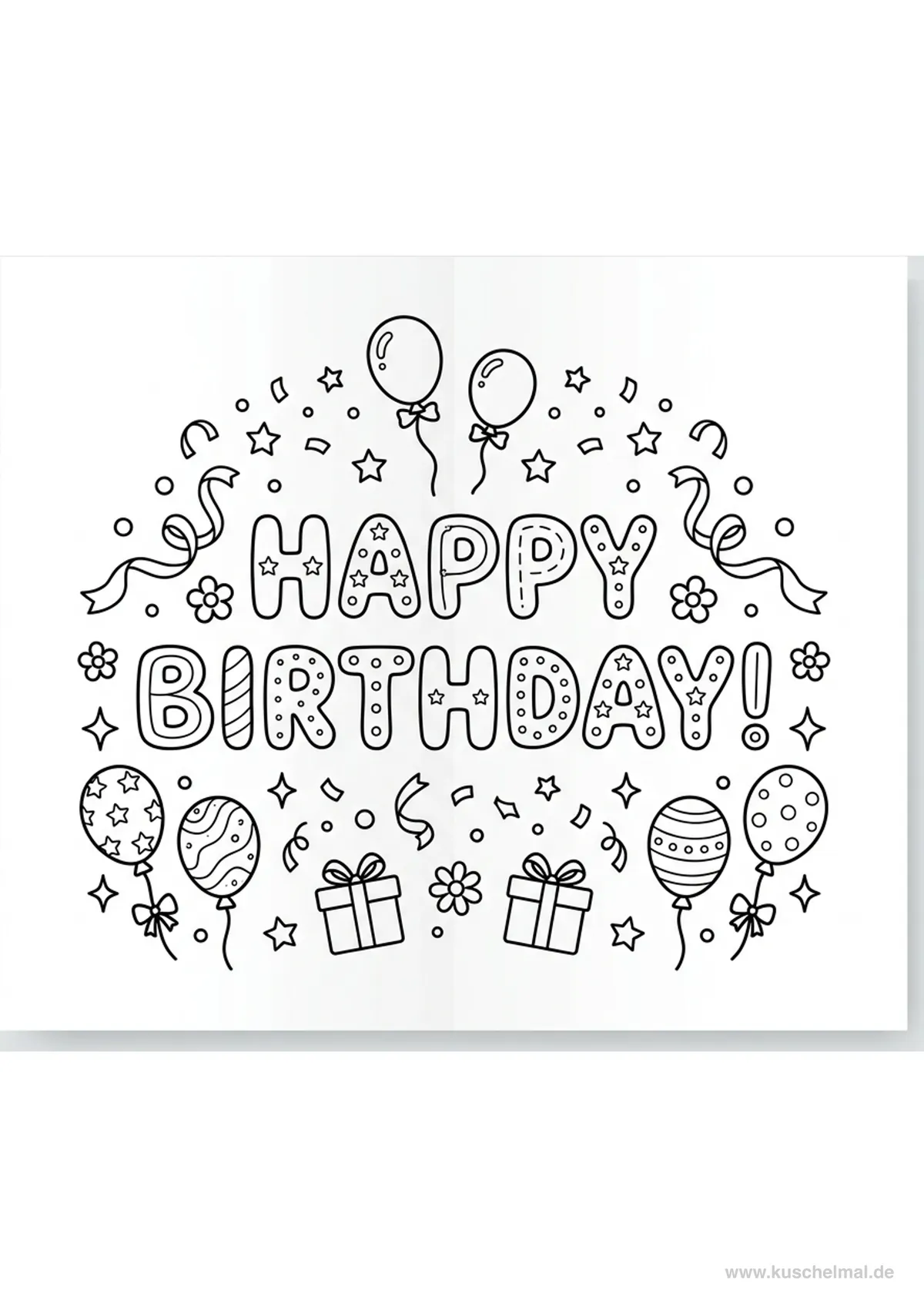Biglietto di Auguri - Disegno di Compleanno da colorare gratis per bambini da stampare