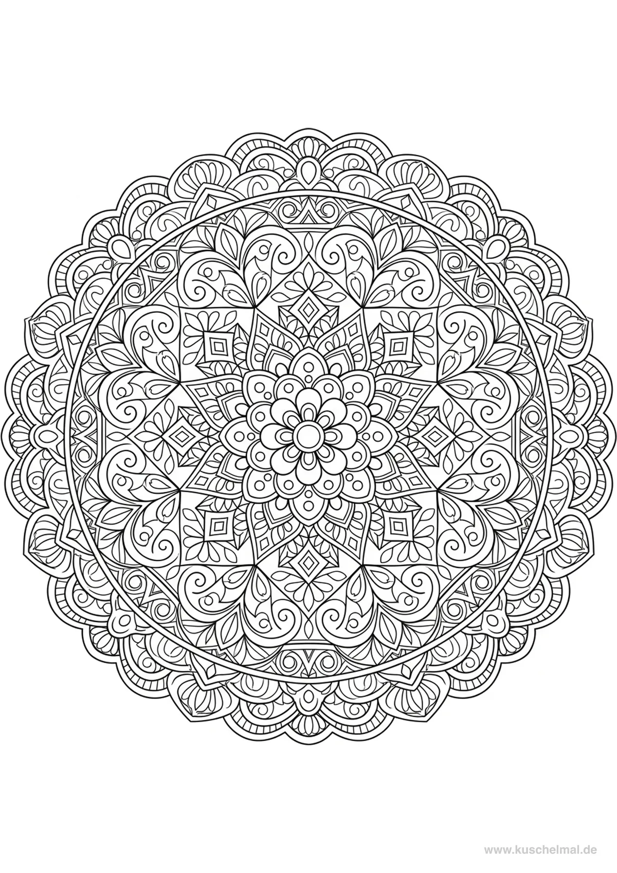 Geometrisches Mandala Vorlage - Kostenloses Mandala Ausmalbilder Ausmalbild für Kinder zum Ausdrucken