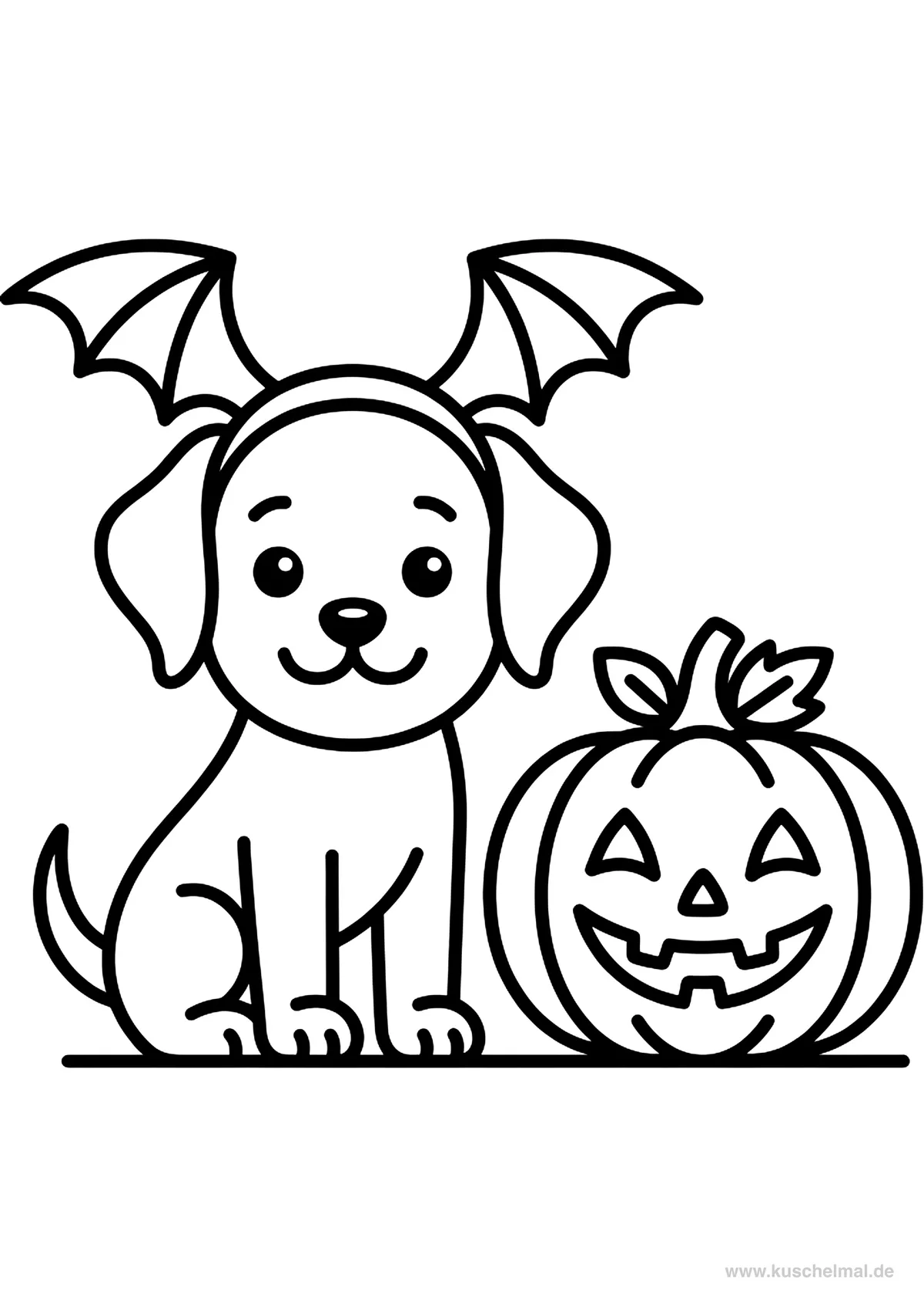 Cagnolino con Ali da Pipistrello - Disegno di Halloween da colorare gratis per bambini da stampare