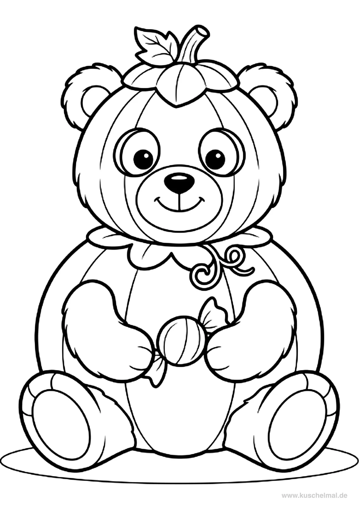 Orsetto di Halloween - Disegno di Halloween da colorare gratis per bambini da stampare