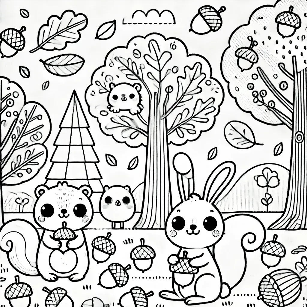 Regnerischer Herbsttag Malvorlage - Kostenloses Herbst Ausmalbild für Kinder zum Ausdrucken