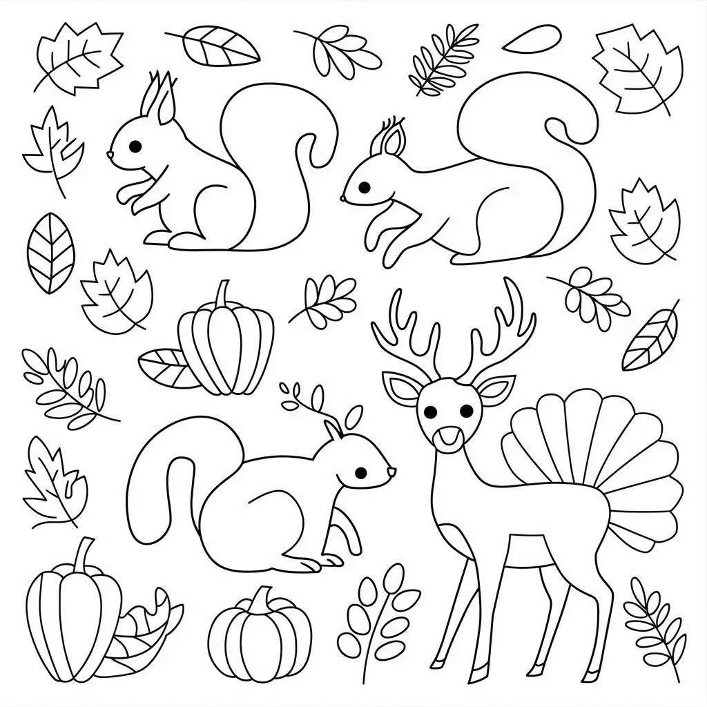 Herbst Ausmalbild Eichhörnchen - Kostenloses Herbst Ausmalbild für Kinder zum Ausdrucken