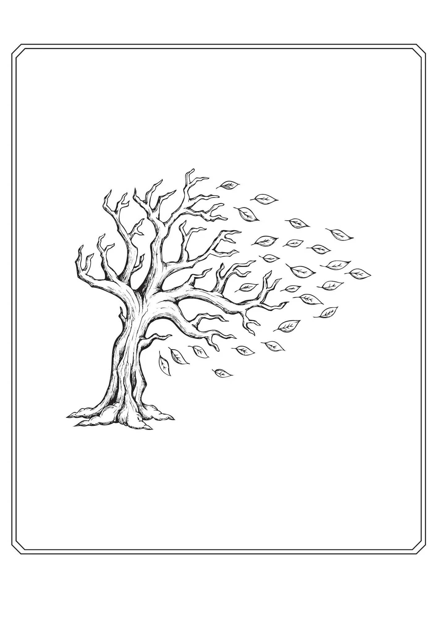 Herbst Baum Ausmalbild - Kostenloses Herbst Ausmalbild für Kinder zum Ausdrucken