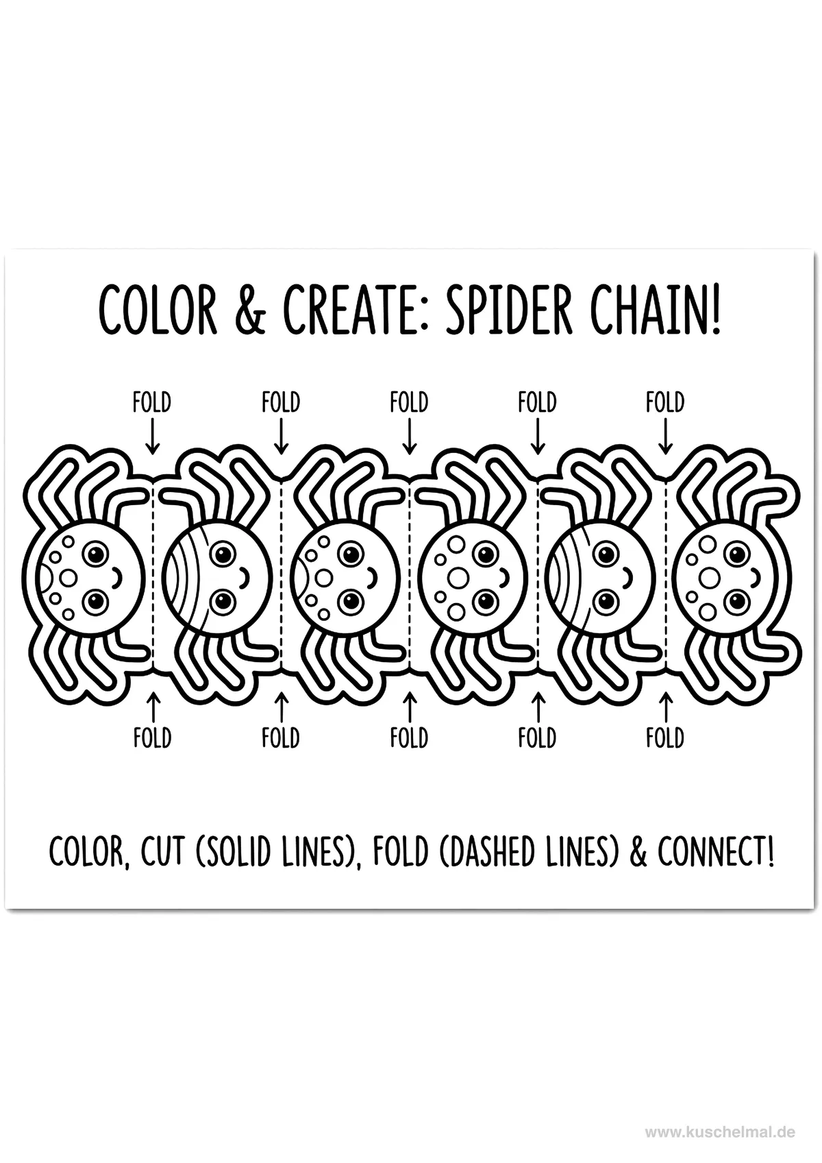 Piccola Ghirlanda di Ragni - Disegno di Ghirlande di Halloween da colorare gratis per bambini da stampare