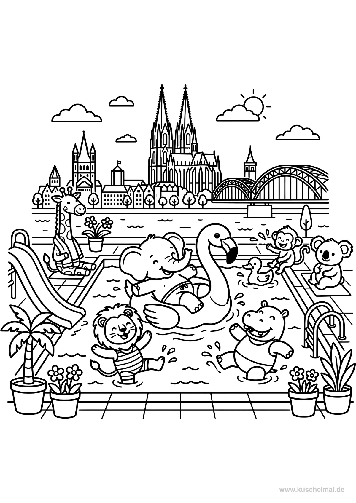 Köln - Kostenloses Städte Ausmalbild für Kinder zum Ausdrucken