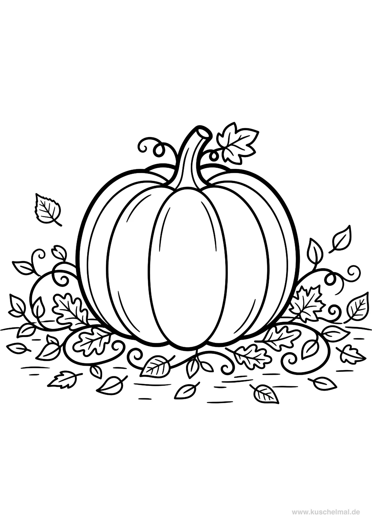 Zucca d'Autunno - Disegno di Autunno da colorare gratis per bambini da stampare