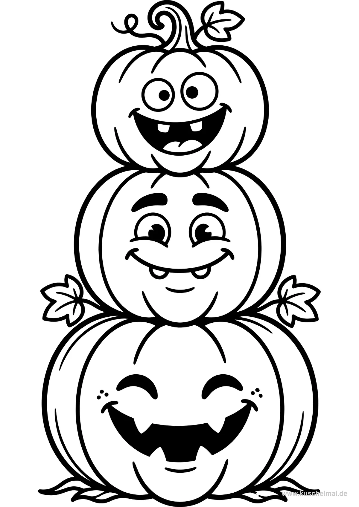 Catasta di Zucche - Disegno di Halloween da colorare gratis per bambini da stampare