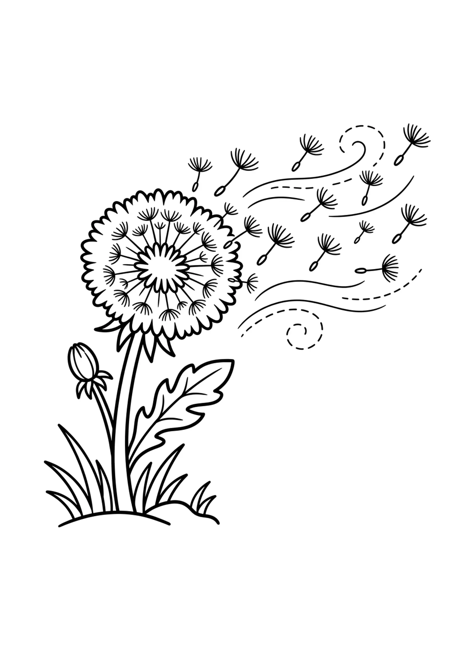 Löwenzahn Ausmalbild - Kostenloses Blumen Ausmalbild für Kinder zum Ausdrucken