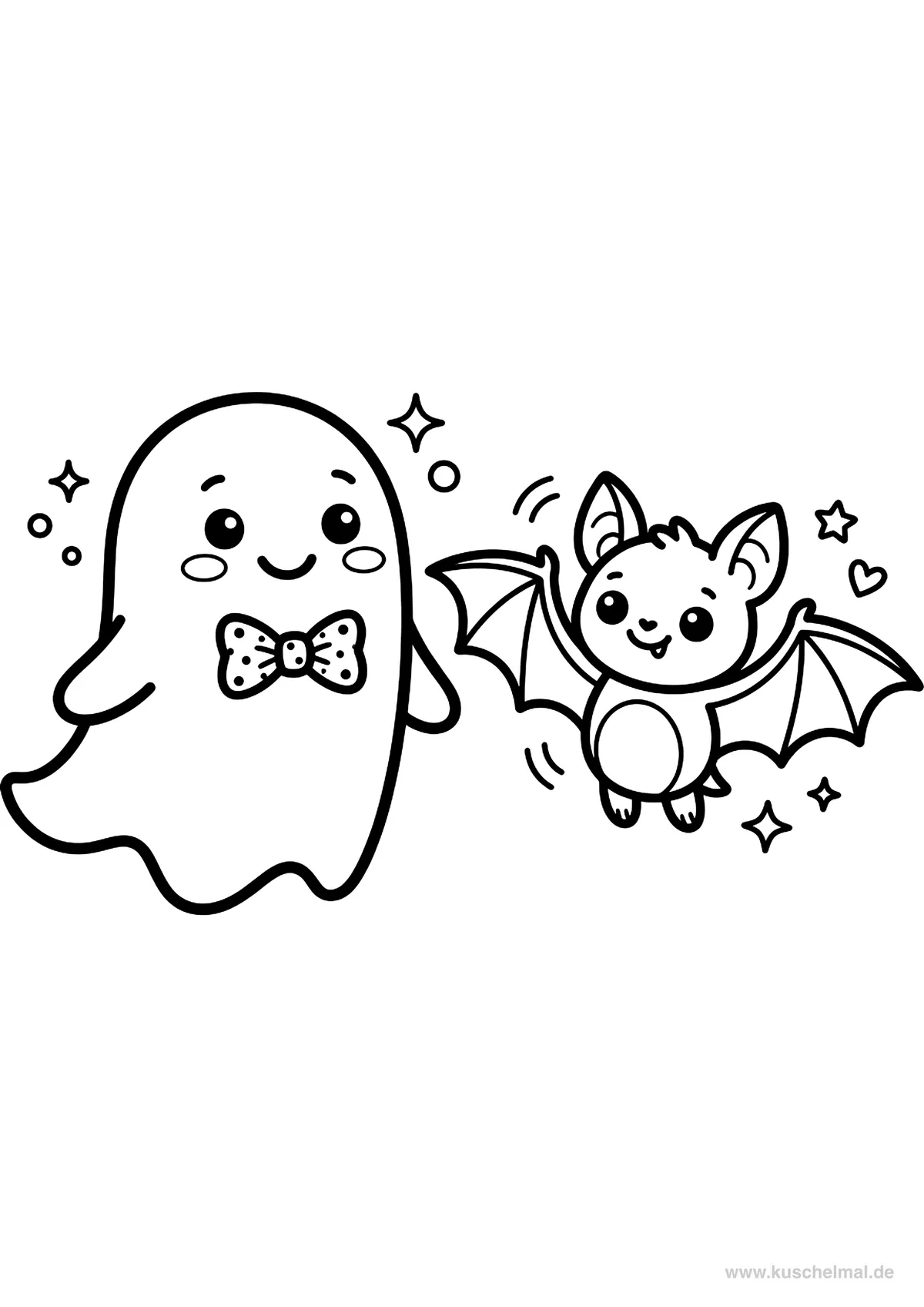 Simpatico Fantasmino - Disegno di Halloween da colorare gratis per bambini da stampare