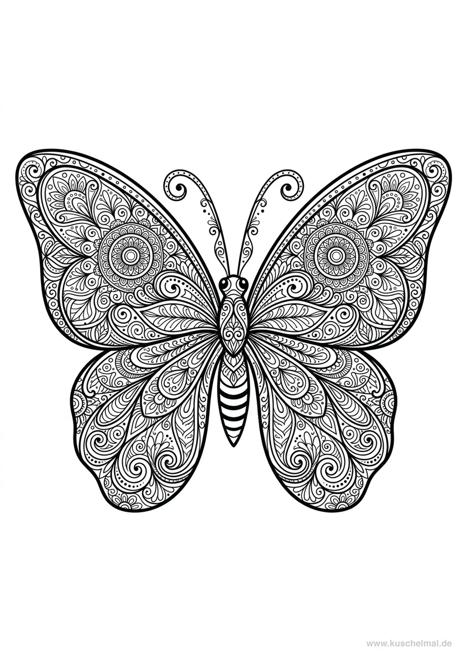 Mandala Schmetterling Ausmalbild - Kostenloses Schmetterlinge Ausmalbild für Kinder zum Ausdrucken