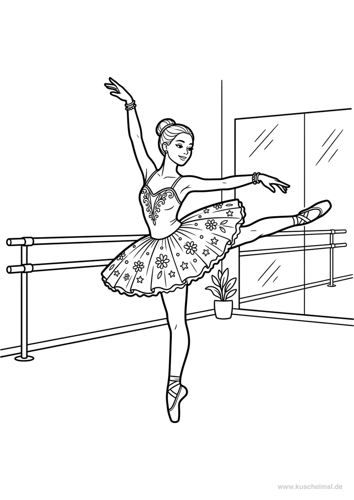 Fashion-Model Ballerina - Kostenloses Fashion & Models Ausmalbilder Ausmalbild für Kinder zum Ausdrucken