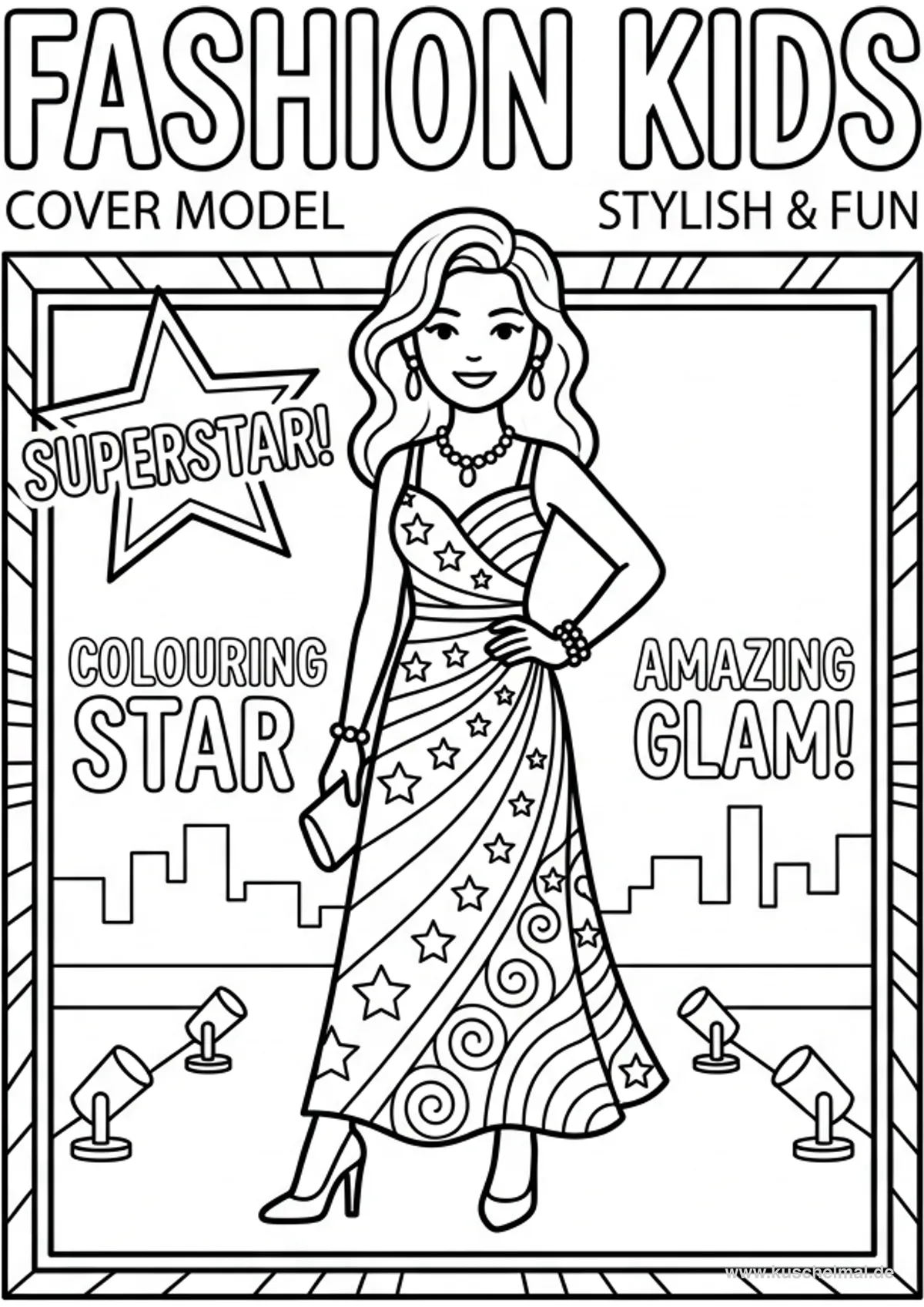 Fashion-Model Magazin Cover - Kostenloses Fashion & Models Ausmalbilder Ausmalbild für Kinder zum Ausdrucken