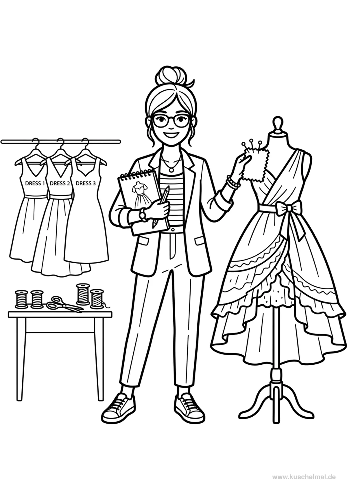 Fashion-Model Modedesigner - Kostenloses Fashion & Models Ausmalbilder Ausmalbild für Kinder zum Ausdrucken