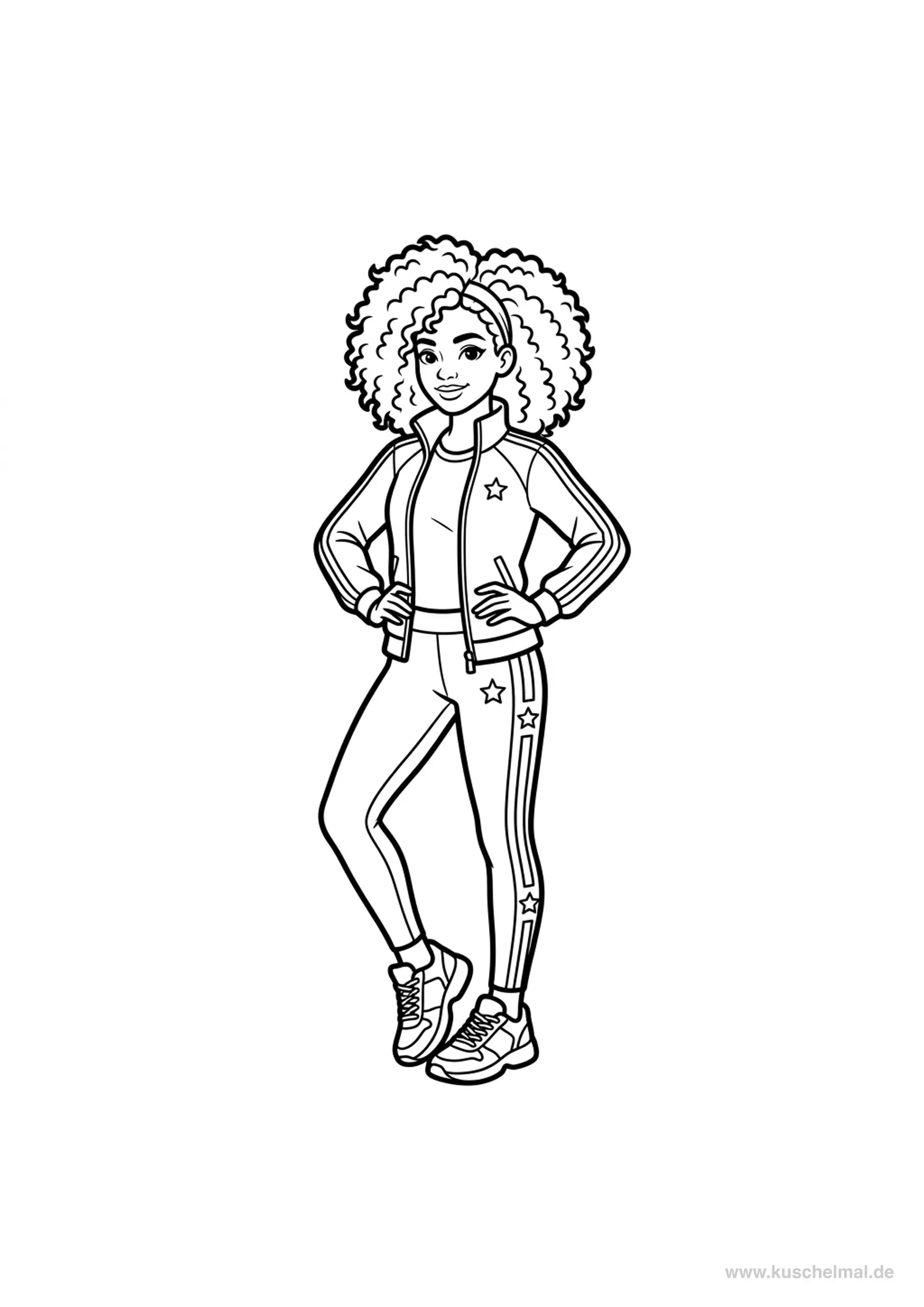 Fashion-Model sportlicher Look - Kostenloses Fashion & Models Ausmalbilder Ausmalbild für Kinder zum Ausdrucken