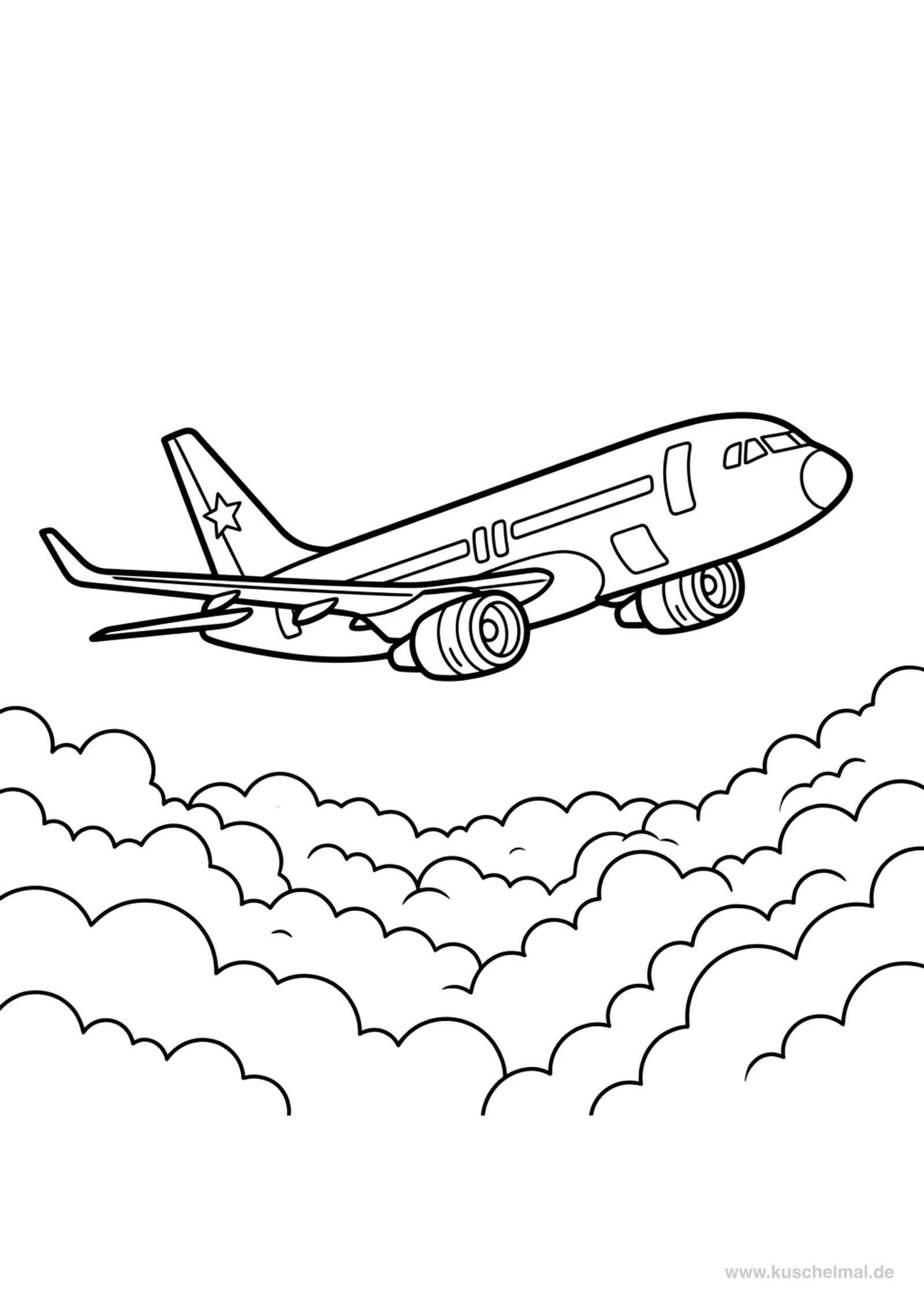 Moderner Düsenjet Ausmalbild - Kostenloses Flugzeuge Ausmalbild für Kinder zum Ausdrucken