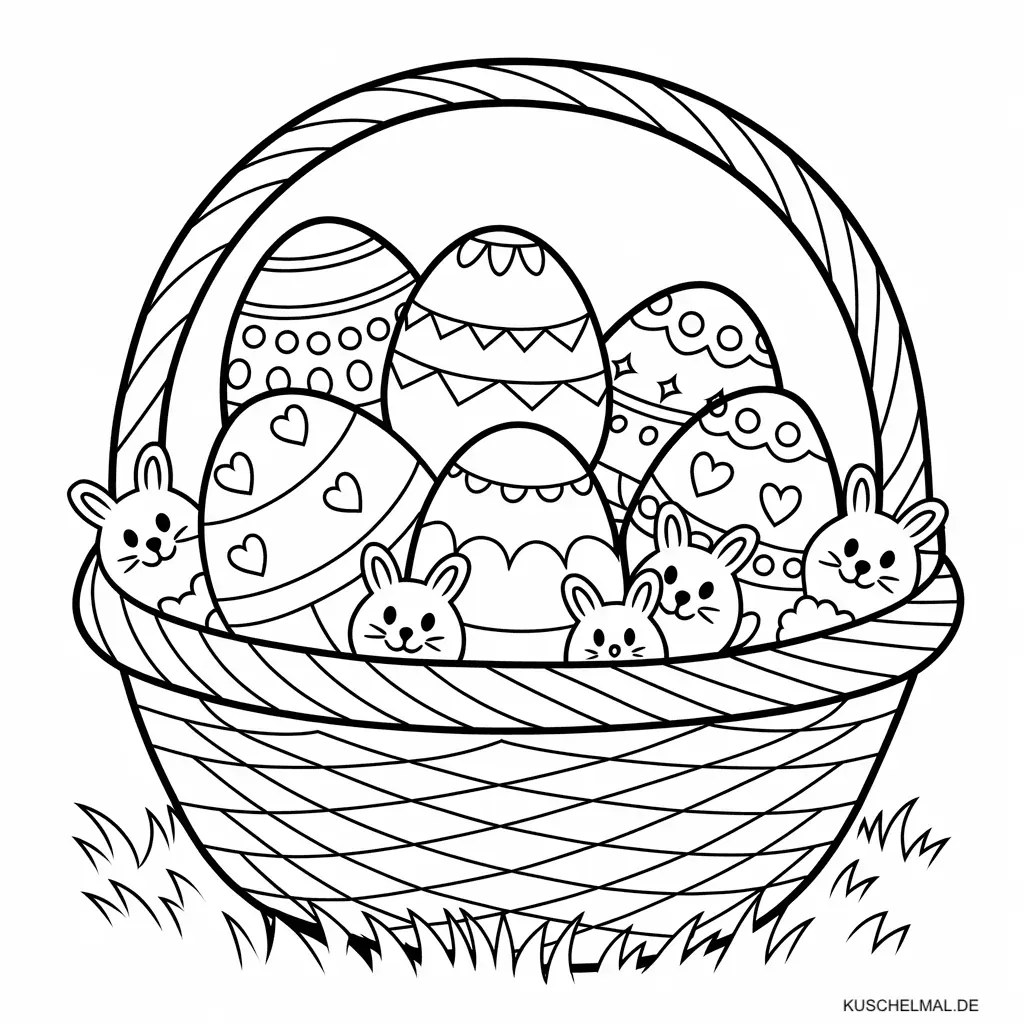Ostereier Ausmalbild  - Kostenloses Ostern Ausmalbild für Kinder zum Ausdrucken