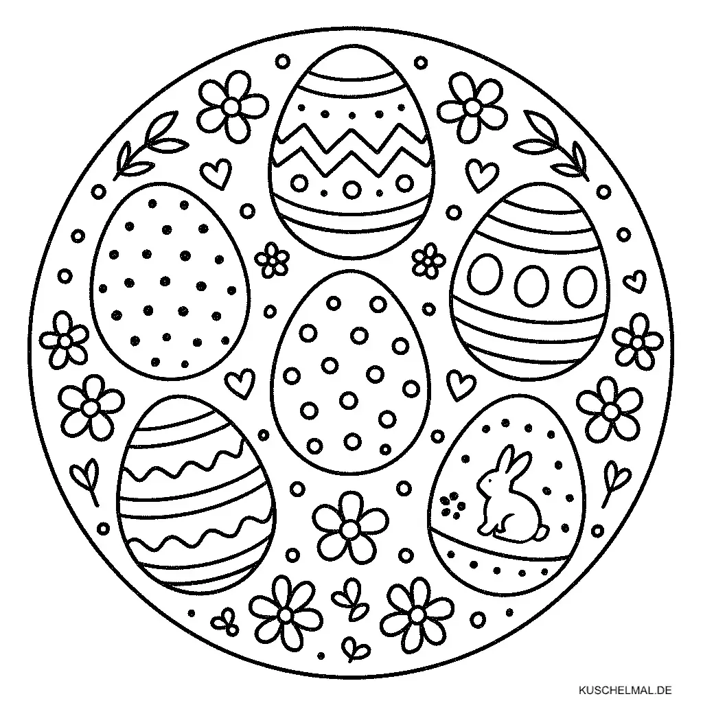 Ostereier Mandala Ausmalbild - Kostenloses Mandala Ausmalbilder Ausmalbild für Kinder zum Ausdrucken