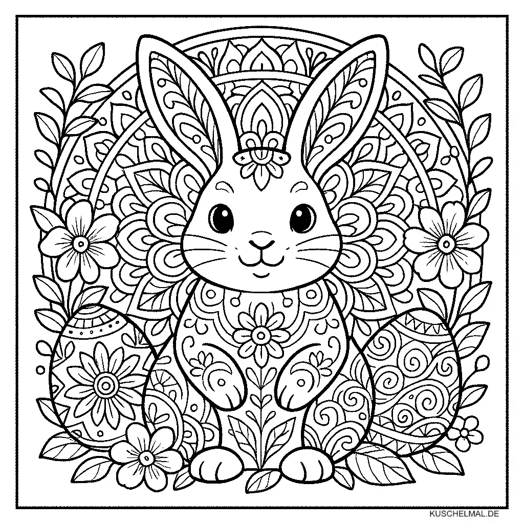 Osterhase Mandala Ausmalbild - Kostenloses Mandala Ausmalbilder Ausmalbild für Kinder zum Ausdrucken