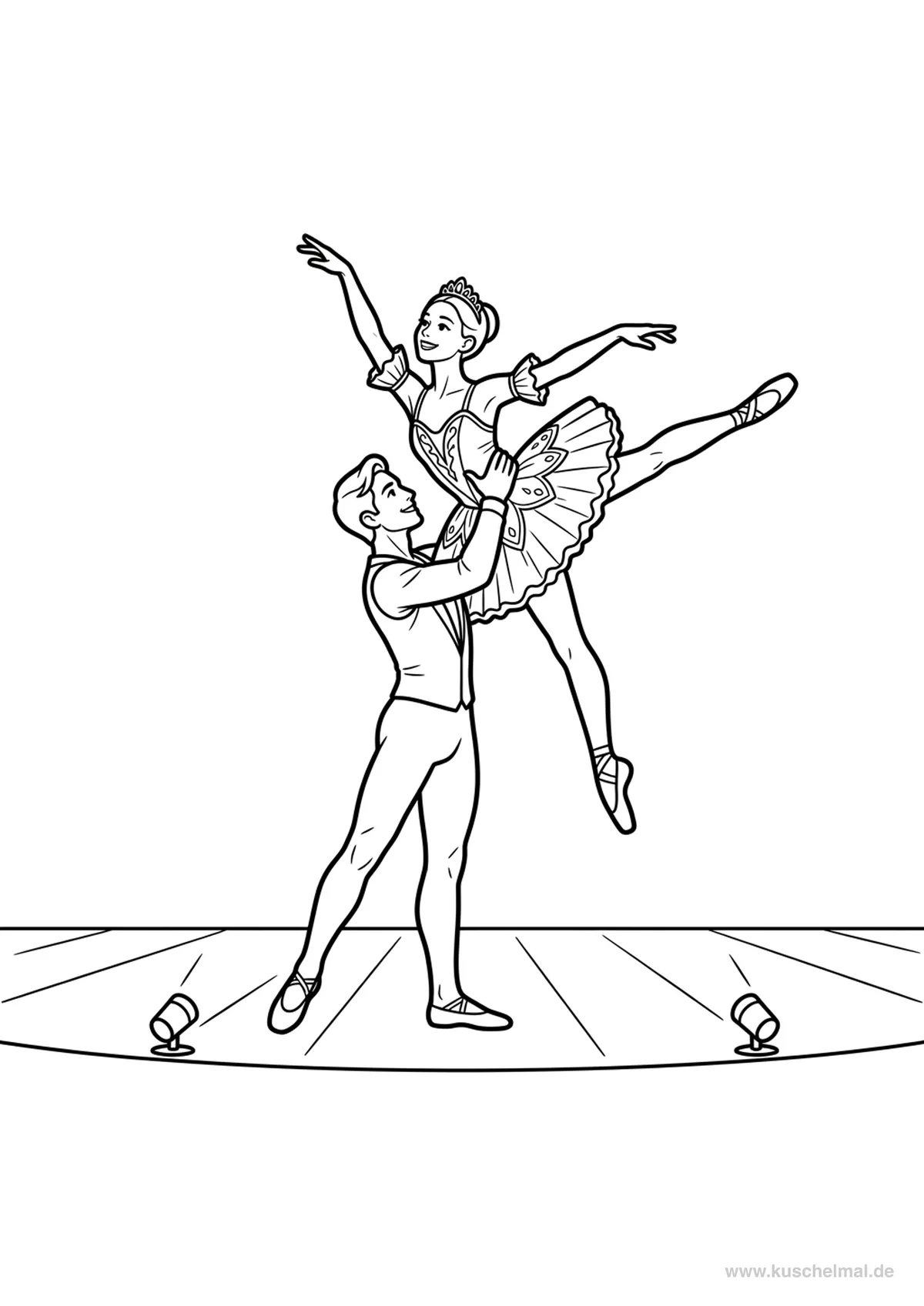 Pas de Deux - Figura di Sollevamento - Disegno di Balletto da colorare gratis per bambini da stampare