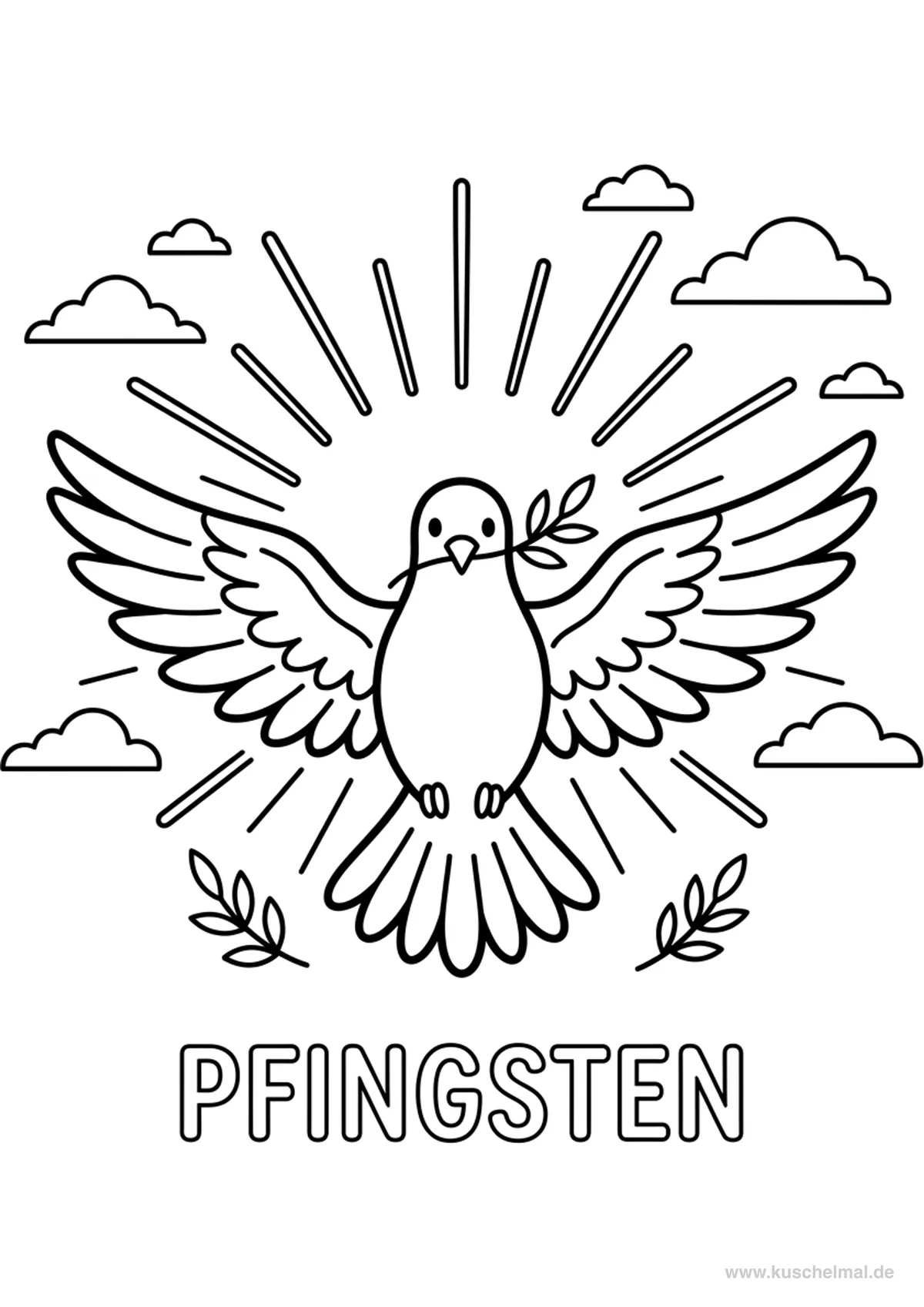 Pfingsten Taube Ausmalbild - Kostenloses Pfingsten Ausmalbild für Kinder zum Ausdrucken