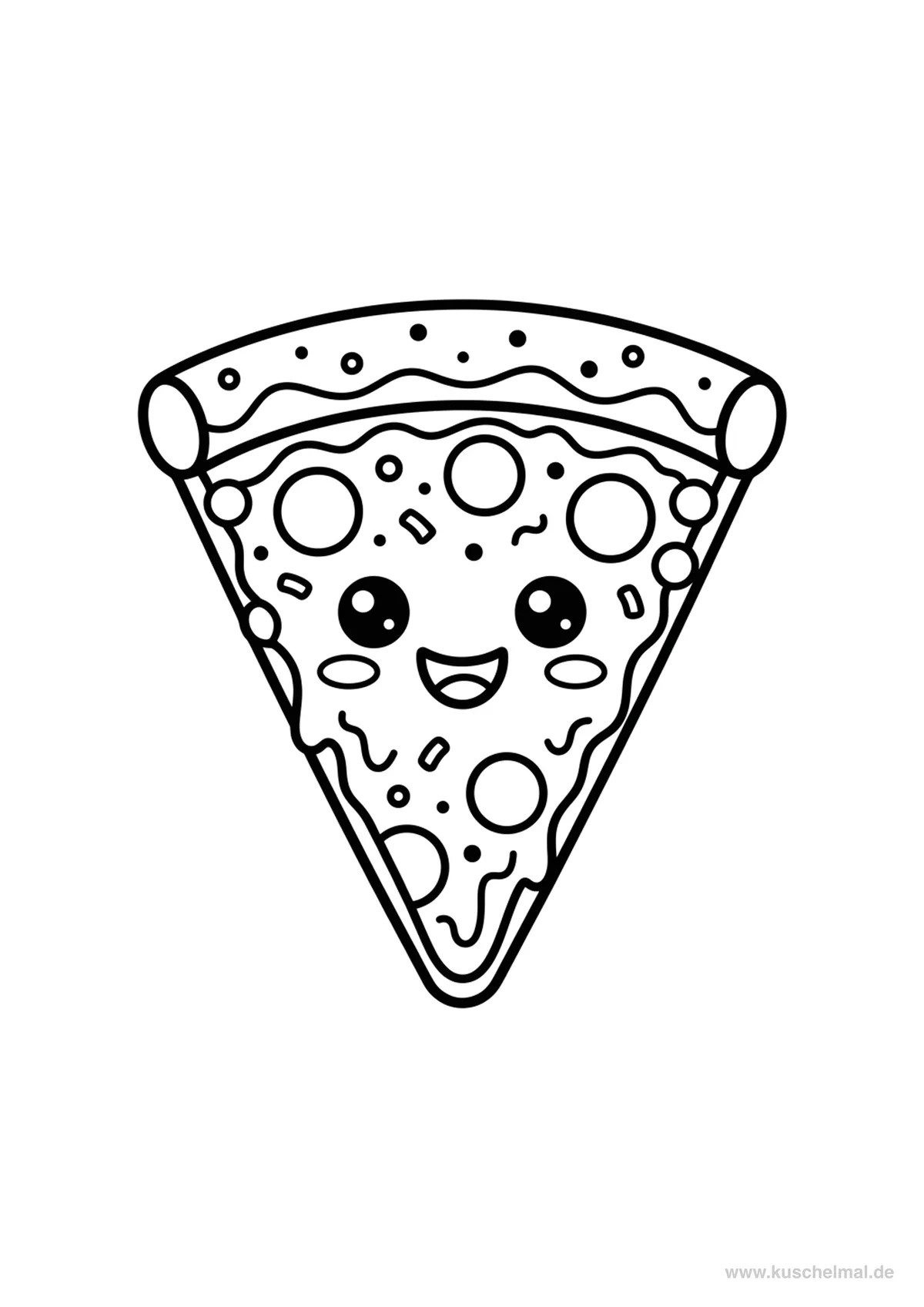 Pizza Ausmalbild - Kostenloses Essen Ausmalbild für Kinder zum Ausdrucken