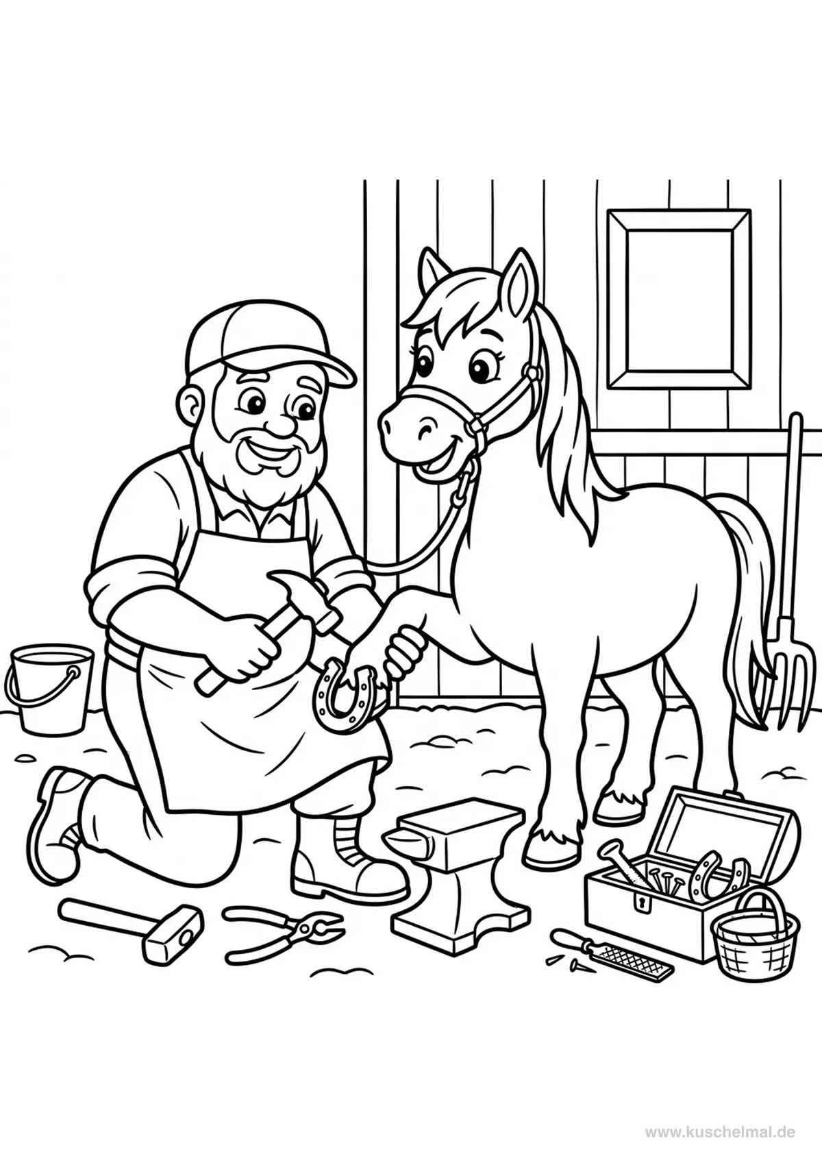 Pony dal Maniscalco - Disegno di Pony da colorare gratis per bambini da stampare