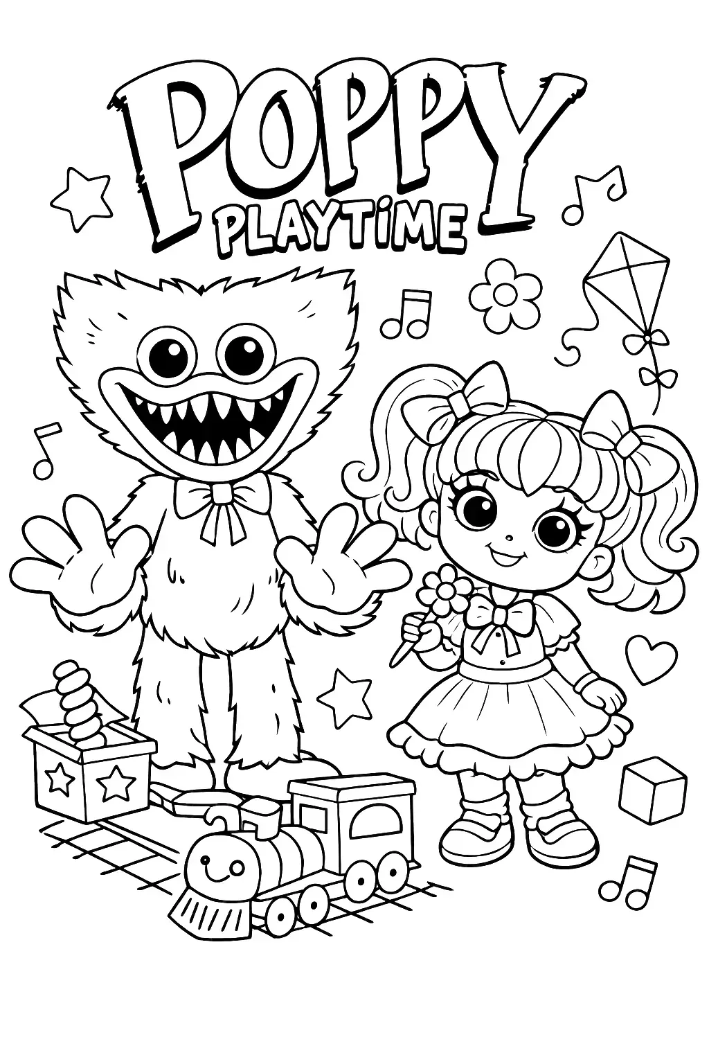 Poppy Playtime Ausmalbild - Kostenloses Fantasy und Mythologie Ausmalbild für Kinder zum Ausdrucken