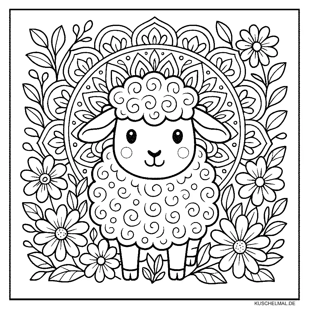 Schäfchen Mandala Ausmalbild - Kostenloses Mandala Ausmalbilder Ausmalbild für Kinder zum Ausdrucken