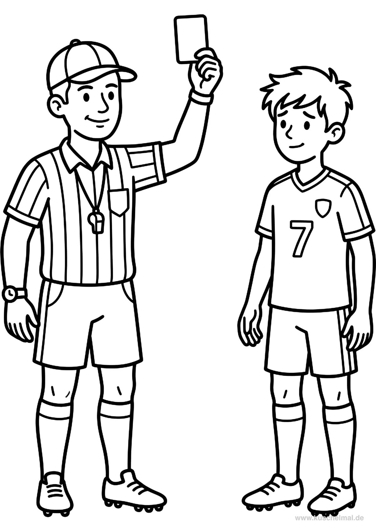 Arbitro con Cartellino Giallo - Disegno di Calcio da colorare gratis per bambini da stampare