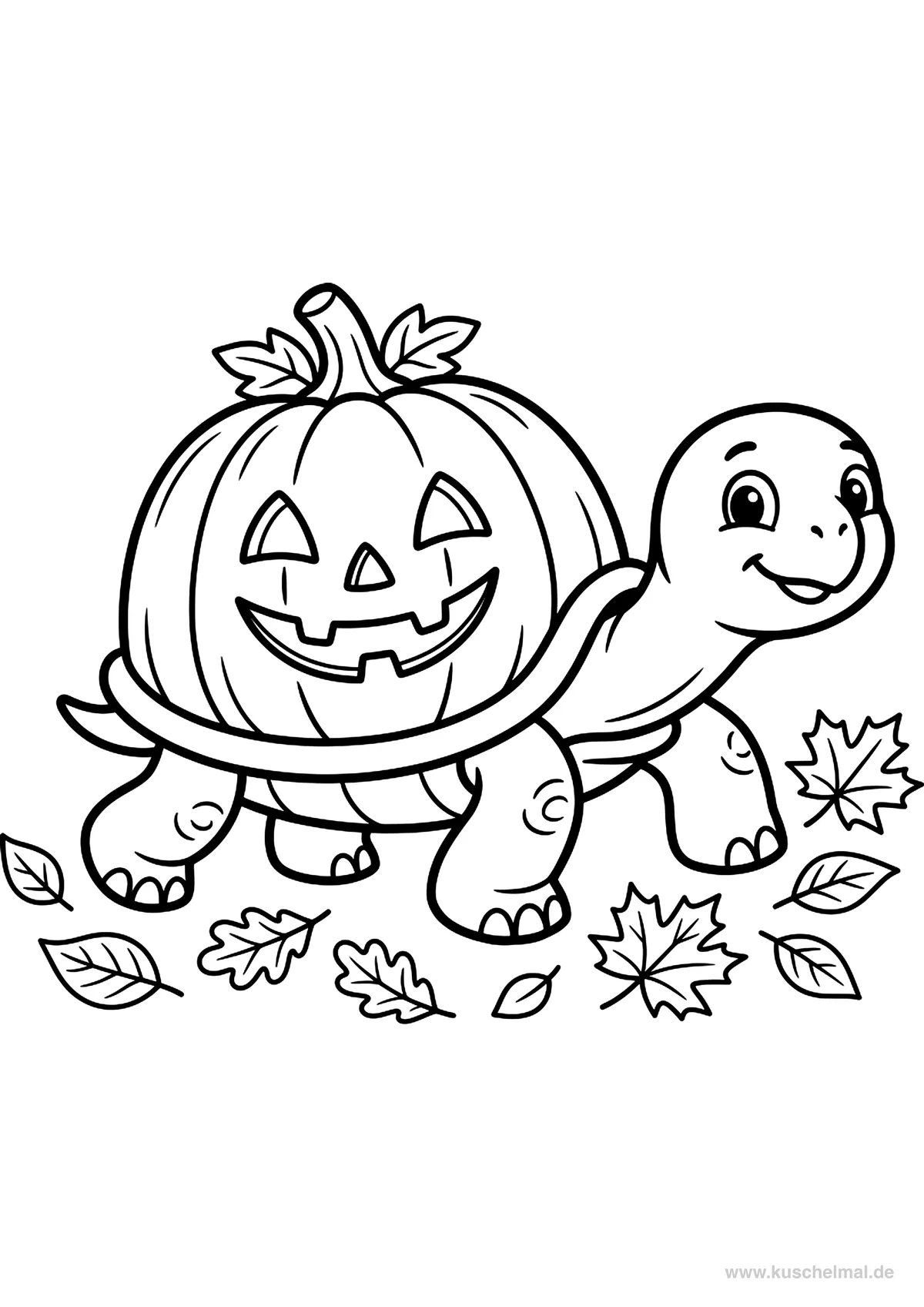 Schildkröte mit Halloween-Panzer - Kostenloses Halloween Ausmalbild für Kinder zum Ausdrucken
