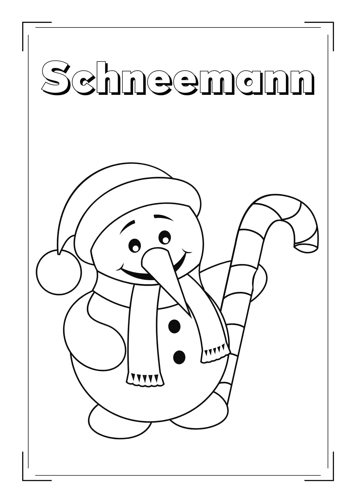 Schneemann Ausmalbild - Kostenloses Weihnachten Ausmalbild für Kinder zum Ausdrucken