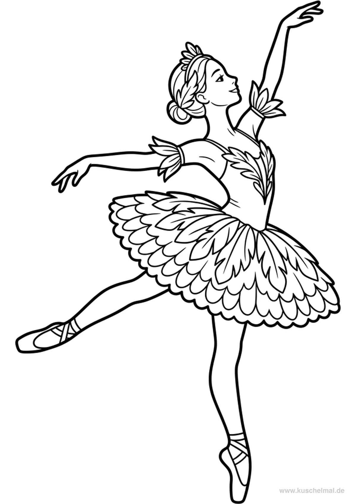 Ballerina del Lago dei Cigni - Disegno di Balletto da colorare gratis per bambini da stampare