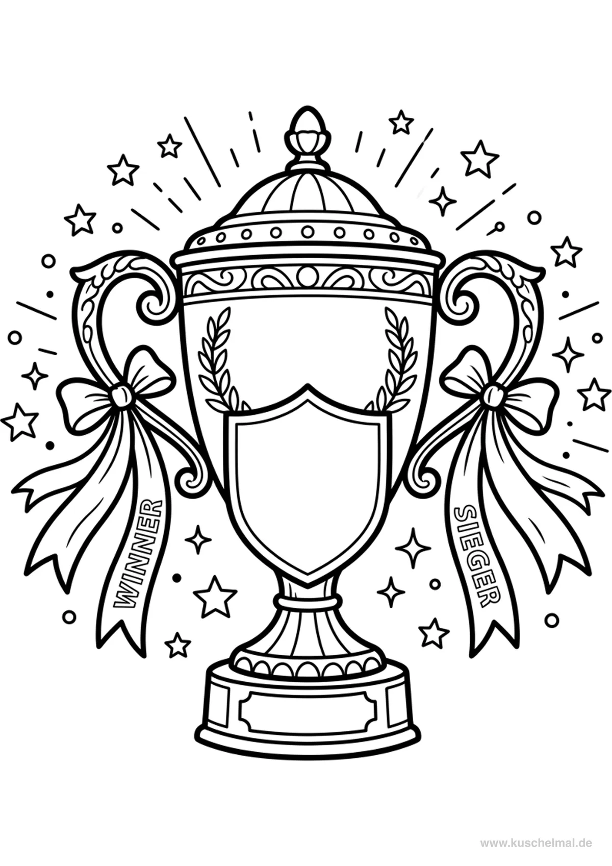 Coppa e Trofeo del Vincitore - Disegno di Calcio da colorare gratis per bambini da stampare