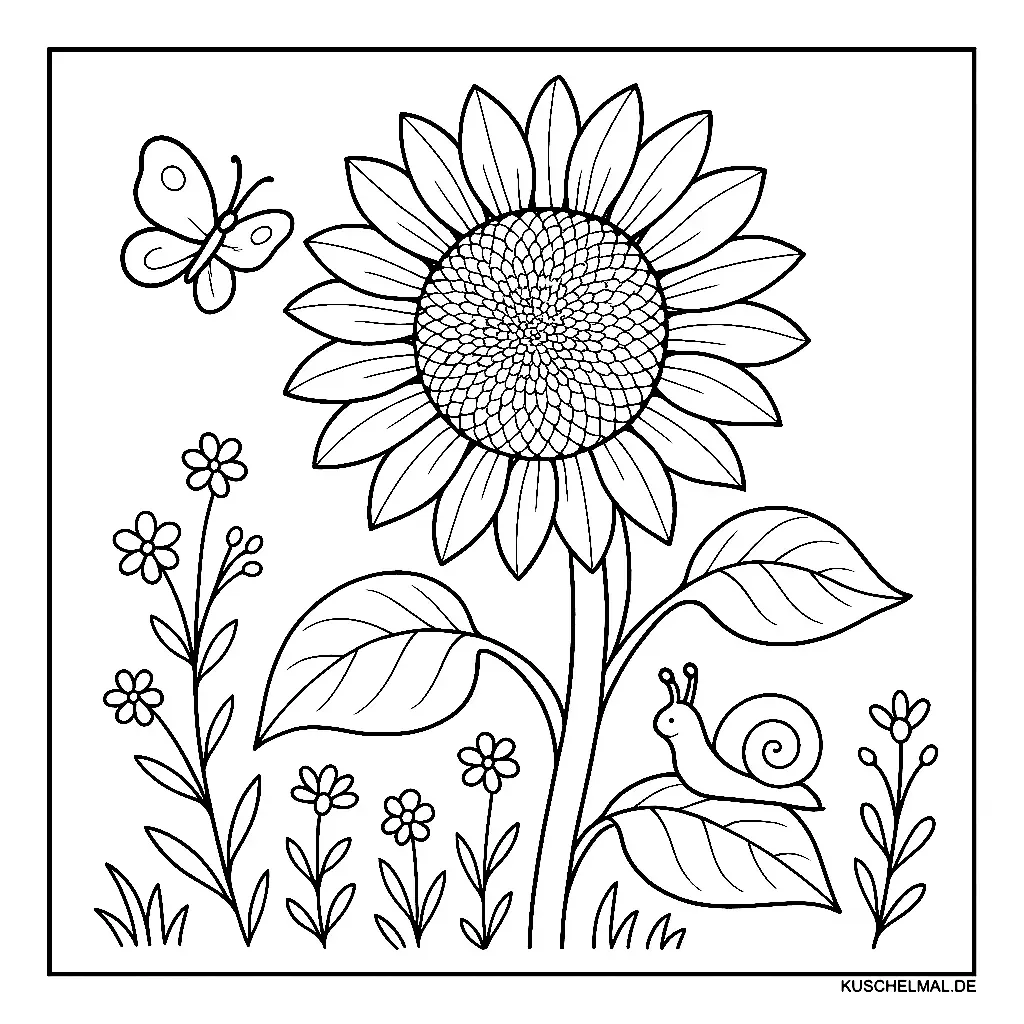 Sonnenblume Ausmalbild - Kostenloses Sommer Ausmalbild für Kinder zum Ausdrucken