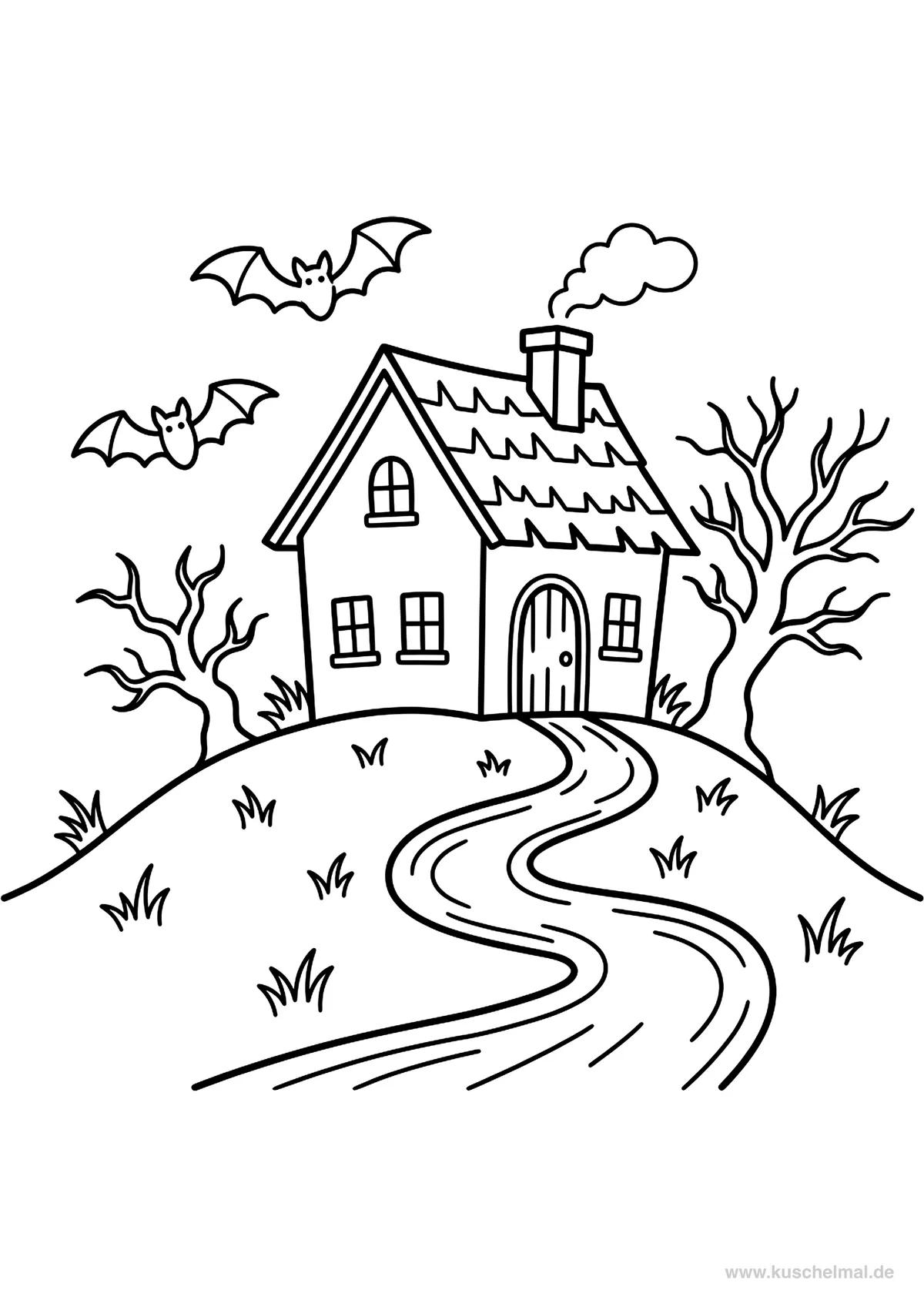 Casa Stregata - Disegno di Halloween da colorare gratis per bambini da stampare