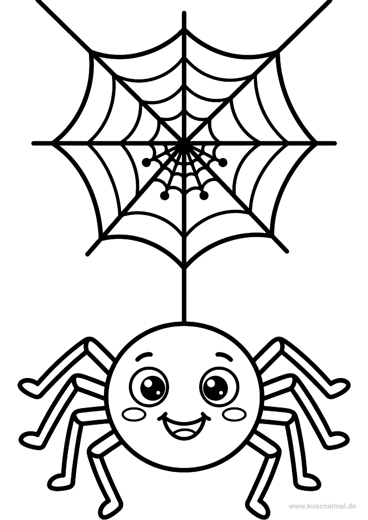 Ragnetto sulla Ragnatela - Disegno di Halloween da colorare gratis per bambini da stampare
