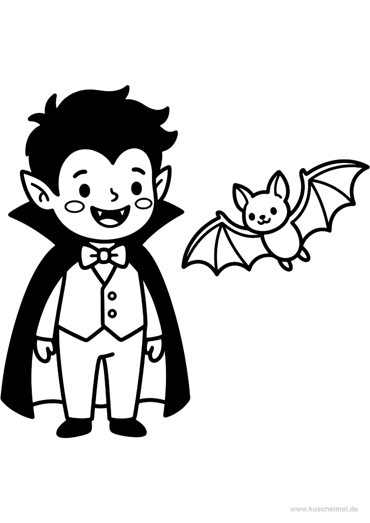 Piccolo Vampiro - Disegno di Halloween da colorare gratis per bambini da stampare