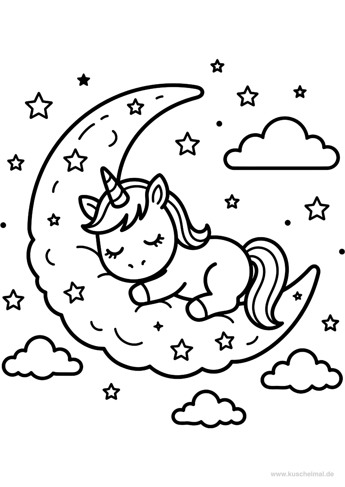 Dolce Unicorno Bebè - Disegno di Unicorno da colorare gratis per bambini da stampare