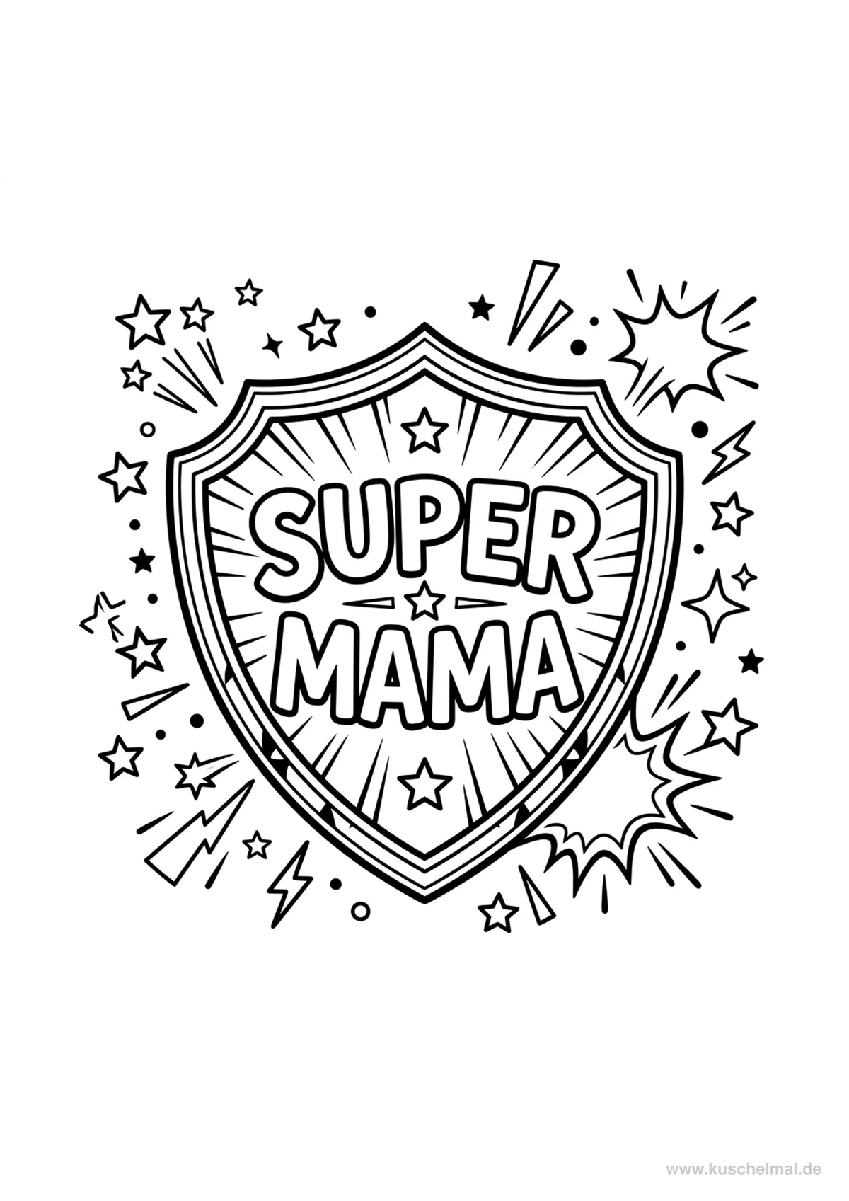 Super Mama Superheldin Ausmalbild - Kostenloses Muttertag Ausmalbild für Kinder zum Ausdrucken und Ausmalen
