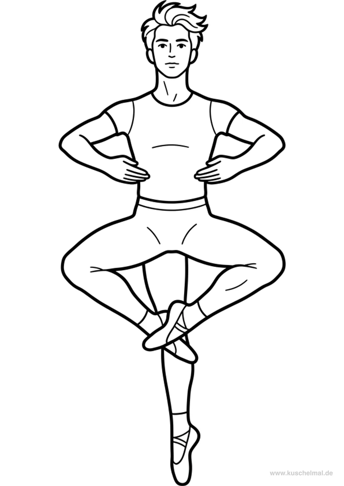 Ballerino in Tour en l'Air - Disegno di Balletto da colorare gratis per bambini da stampare