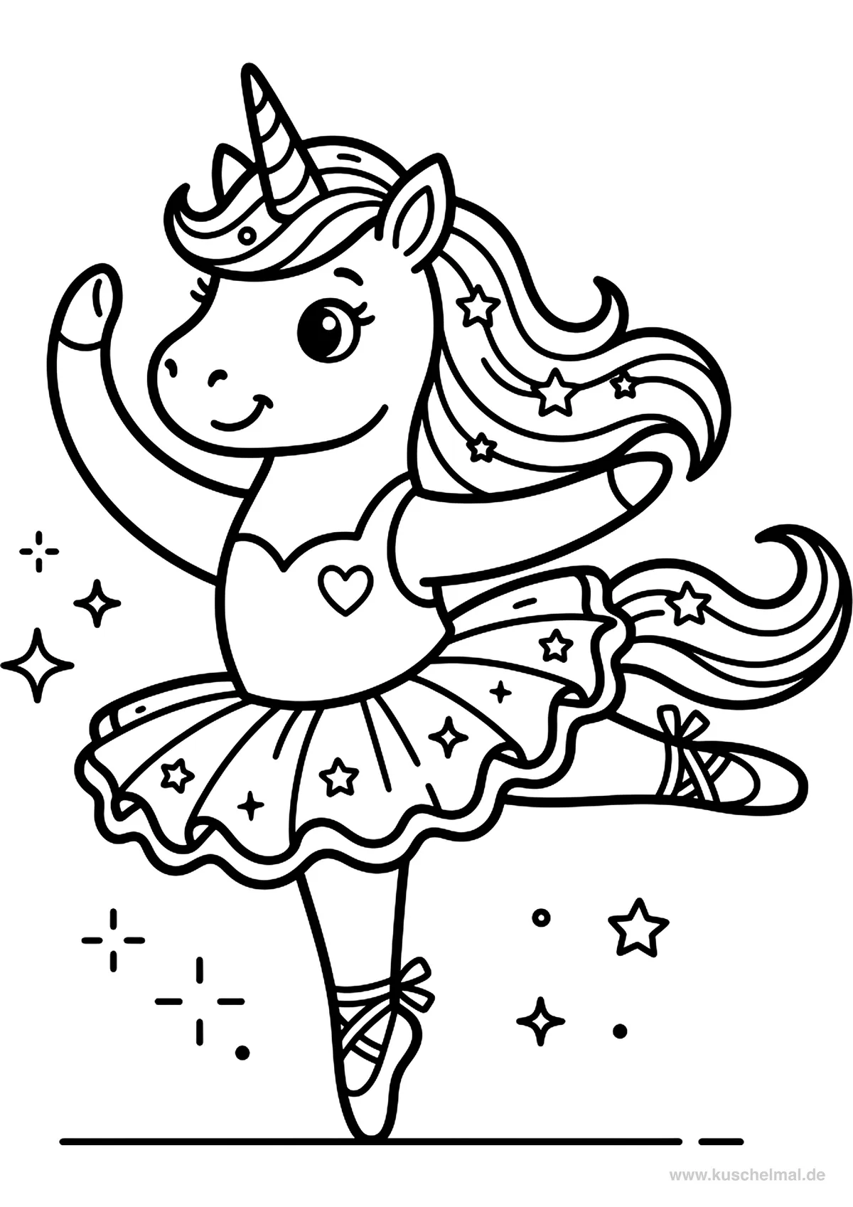 Unicorno che Danza - Disegno di Unicorno da colorare gratis per bambini da stampare