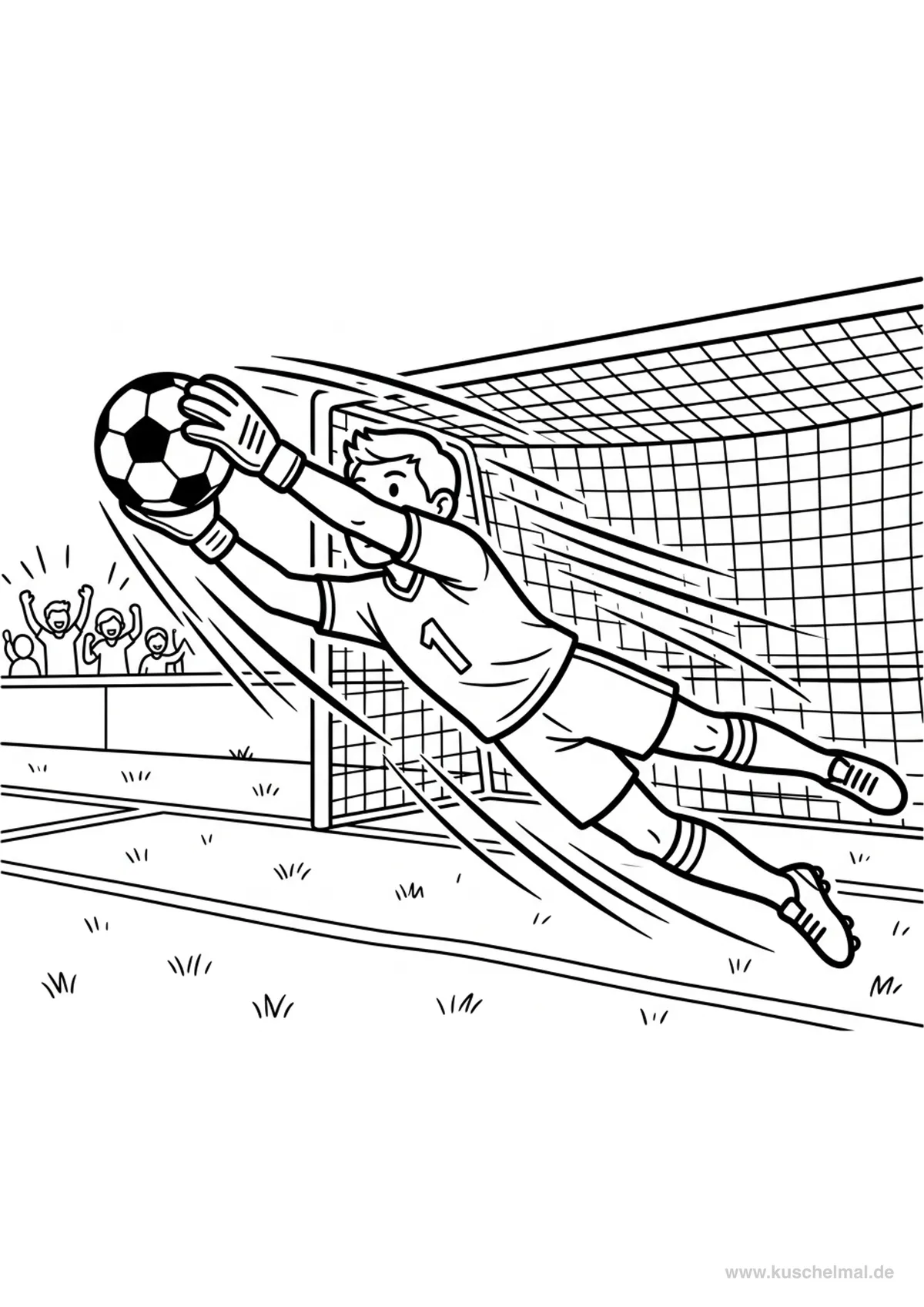 Parata del Portiere - Disegno di Calcio da colorare gratis per bambini da stampare