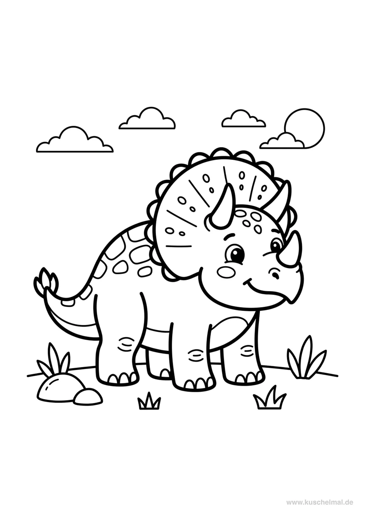 Triceratops Ausmalbild - Kostenloses Dinosaurier Ausmalbild für Kinder zum Ausdrucken