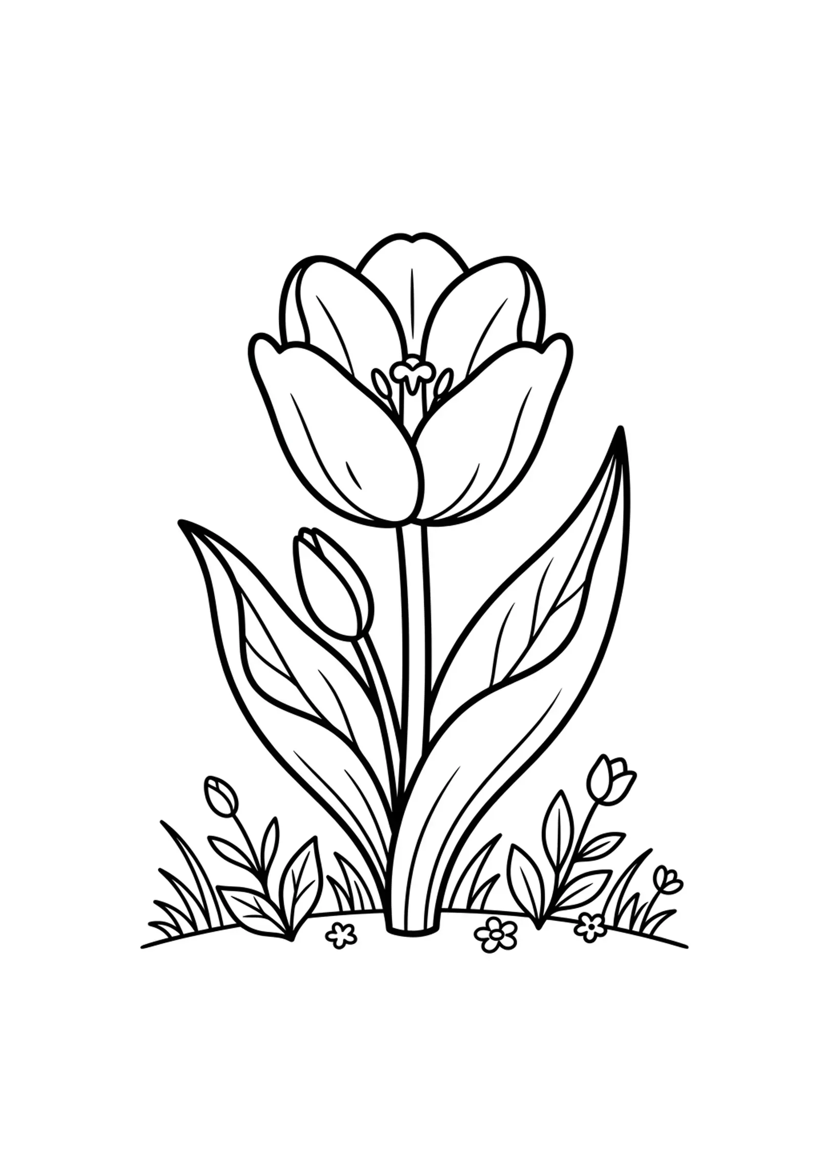 Tulpe Ausmalbild - Kostenloses Blumen Ausmalbild für Kinder zum Ausdrucken