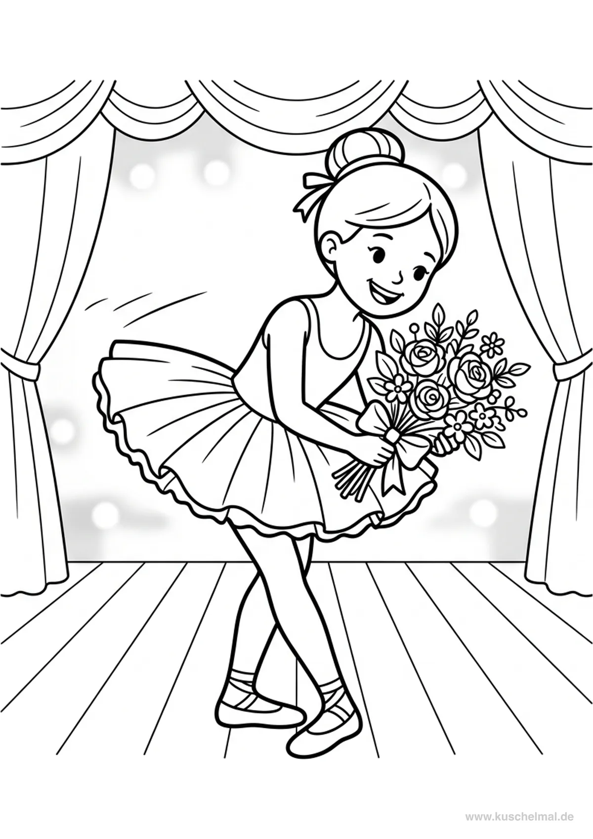 Inchino della Ballerina - Disegno di Balletto da colorare gratis per bambini da stampare
