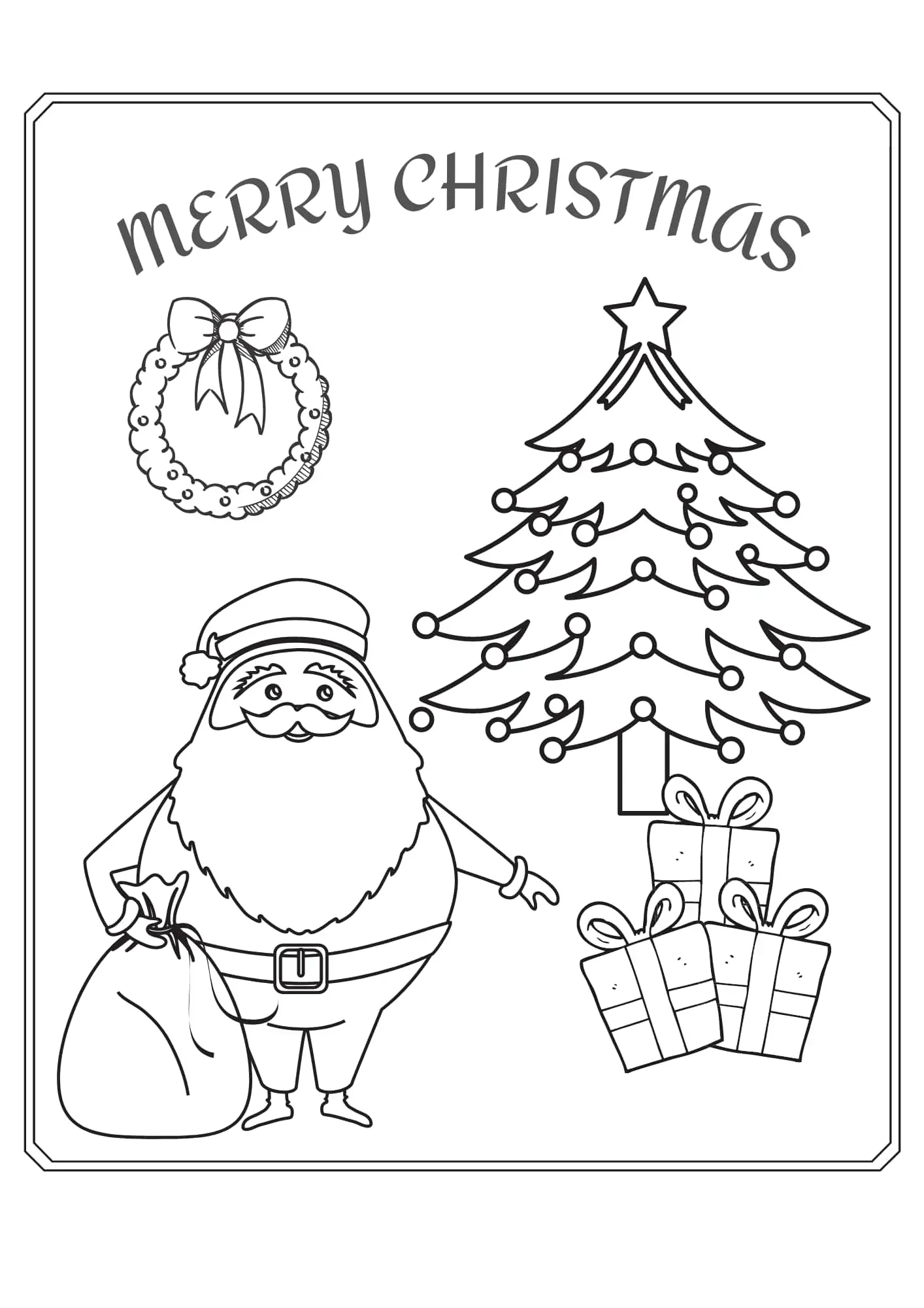 Weihnachtsmann Ausmalbild - Kostenloses Weihnachten Ausmalbild für Kinder zum Ausdrucken